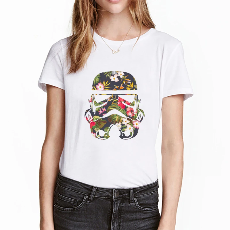 

T-shirt Women Fashion Tropical Stormtrooper Design Short Sleeve Star Wars Printed Tops Summer fashion harajuku style girl Tees