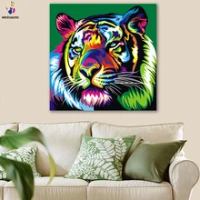 DIY цветные картины по номерам с цветными абстрактными изображениями животных Рисунок Живопись по номерам Обрамленный дом