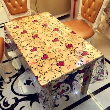 

2018 New Pastoral Style PVC Table Cloth Love Heart Printed Table Runners Transparent Wipe Clean Table Liners Home Textile Decor