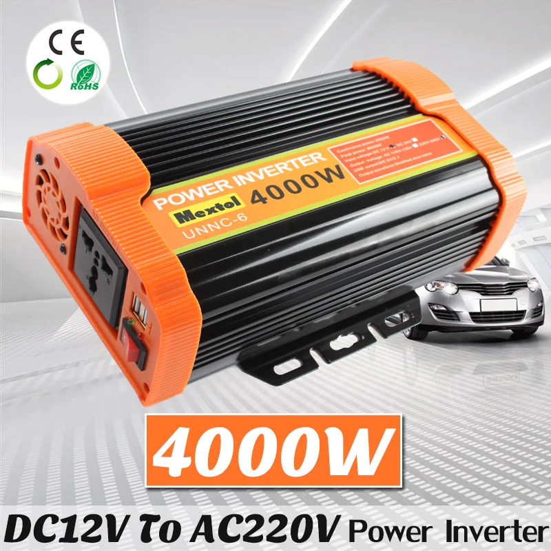 4000W Мощность инвертор 12 V дo AC 220 вольт Модифицированная синусоида преобразователь автомобильное зарядное устройство Запчасти для дизельных двигателей трансформатор с 2 портами(стандарт