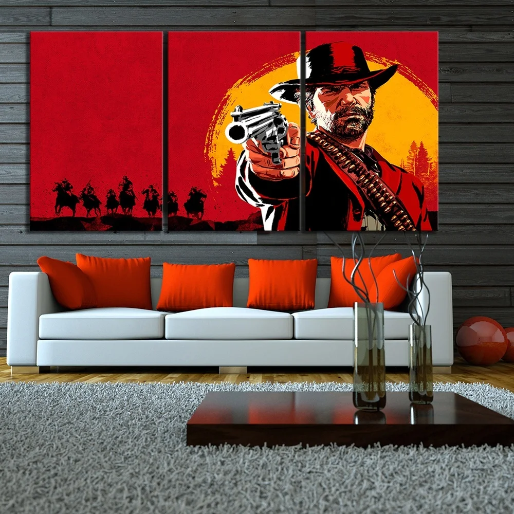 Modular Canvas Prints Poster Room Home Decor 3 Piece Dutch's Gang Red