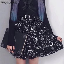 WannaThis шифоновые женские юбки Винтаж Высокая талия печати плиссированные Короткие мини Лето Уличная модные женские юбки для женщин черный