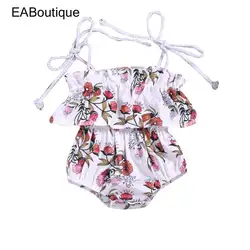 EABoutique/новое летнее боди для малышей, модные комбинезоны для маленьких девочек с цветочным принтом и шнуровкой без рукавов для 0-4 лет, P0533