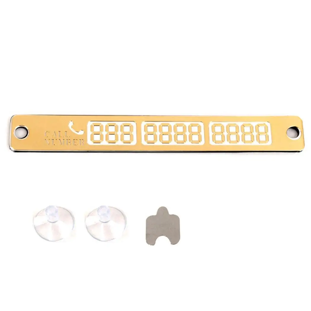 

Luminous Car Temporary Parking Transfer Position Card Golden, Silver Phone Number Card