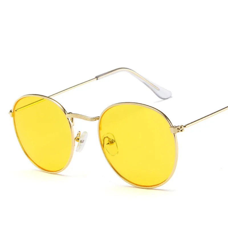Солнцезащитные очки в золотой металлической оправе, женские зеркальные Круглые Солнцезащитные очки с покрытием, Светоотражающие Ретро солнцезащитные очки, брендовые дизайнерские трендовые очки