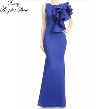 

SAUCY ANGELIA Women Summer Dress Sexy Long Maxi Irregular Ruffles Vestidos Zipper Robe Femme Bodycon Bandage Club Party Dresses