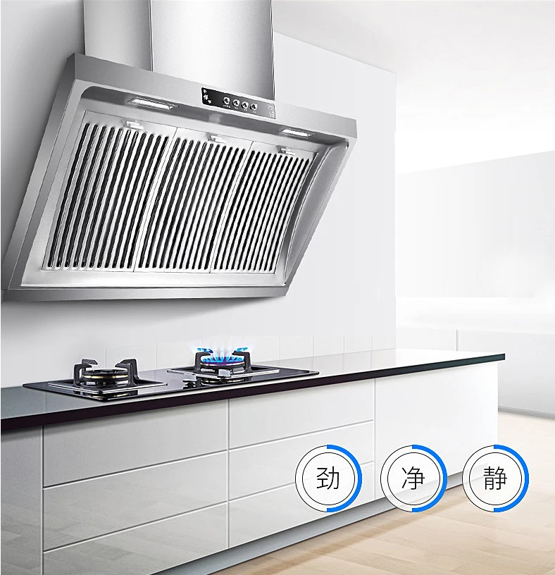 Household Range Hood 900mm Side Suction Stainless Steel Panel Hanging  Household Smoke Exhauster Kitchen Exhaust Hood