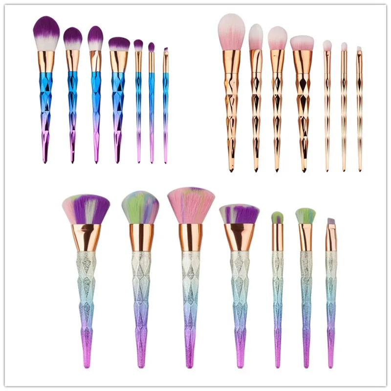 

7pcs/set Makeup Brushes Set Gradient color Spiral Handle Cosmetics Make up Tools Powder Contour Foundation Brush Kit G07012