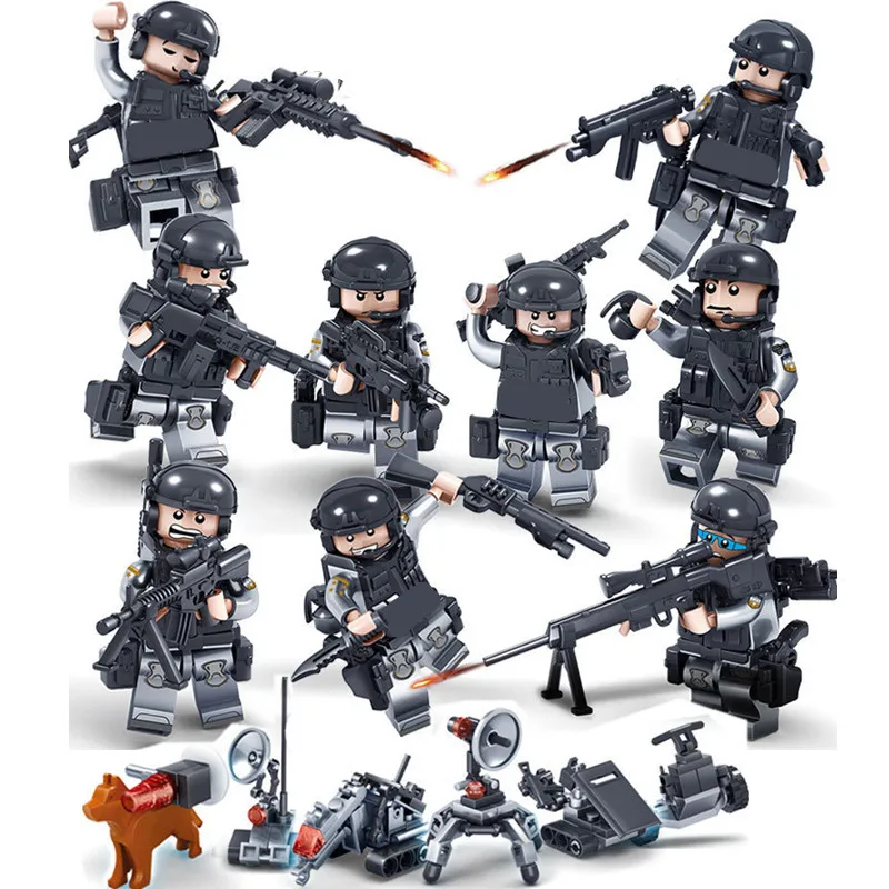 

Ghost SWAT Soldier WeaponArmy Navy Seals Marine Building Blocks Figures Bricks Toys For Children Gifts Compatible With Lego