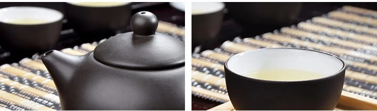 11 шт. чайный набор кунг-фу снаружи черный внутри белый Zisha, Исин чайник ручная работа, из фиолетовой глины чайный горшочек, чашка набор, Керамический Китайский подарок