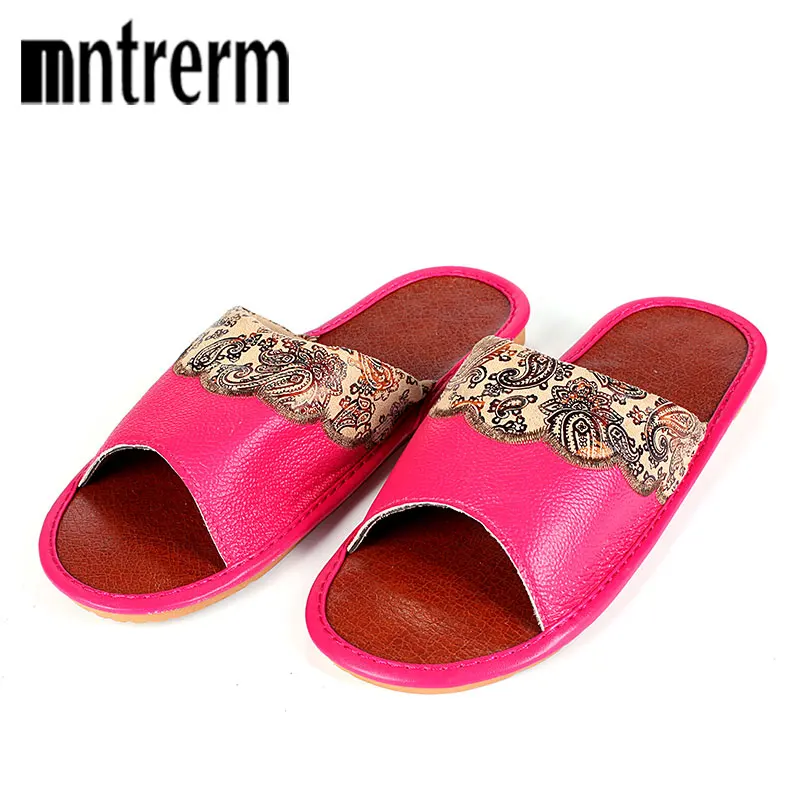 Mntrerm Summer Couples Leather Slippers Women House Home Slippers Shoes