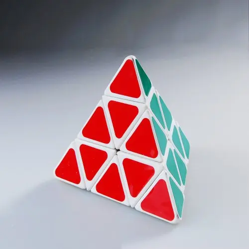 QJ sticker pyramid magic cube white color hot selling for intelligence toy