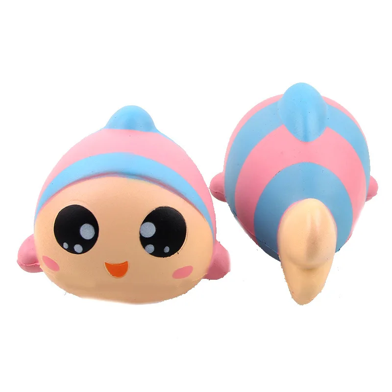 kawaii Squishy Jumbo 15cm Rainbow Fish Squishy Slow Rising Squeeze Charms Stress Relief Toys Phone Strap Squish Kid Juguetes