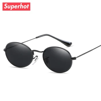

Superhot Eyewear - Oval Metal Sunglasses Men Women Black Shades Classic Sunglass Round Retro Vintage Sun glasses UV400 200601