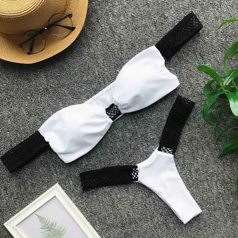 

Pure Color Gauze Stitching Bikini Push Up 2019 Swimwear Women Sexy Triangles Pure Color High Quality Personal Style AA468