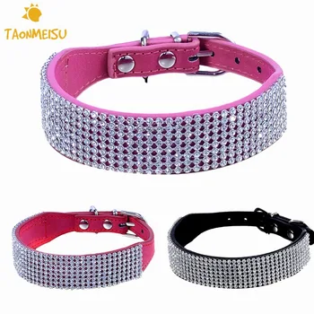 

PU Leather Dog Fashion Basic Collars Mesh Diamond Cat Adjustable Quick Release Plastic Leads Pet Suppliers 2015 New High Quality