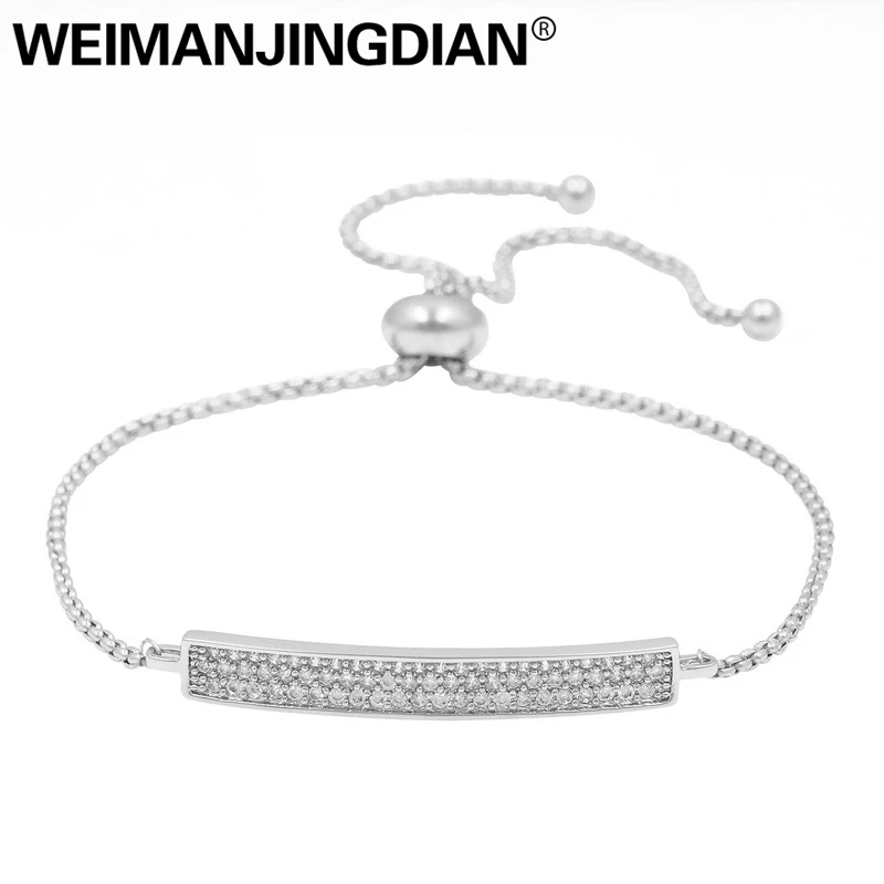WEIMANJINGDIAN Pave Установка крошечный куб циркония Кристалл регулируемый стержень браслеты для женщин или девочек ювелирные изделия с фианитами подарки