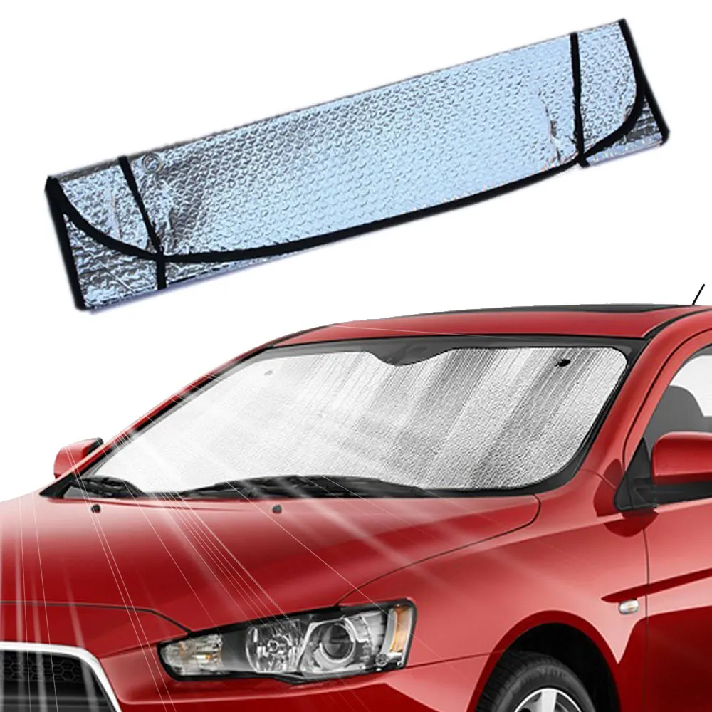 Vehicle sun shade reflects heat dual layout bubble thicken with suction