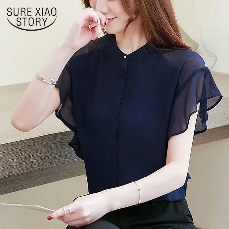 

Fashion women tops and blouses blusas mujer de moda 2019 ladies tops white blouse shirt chiffon blouse shirts short 4280 50