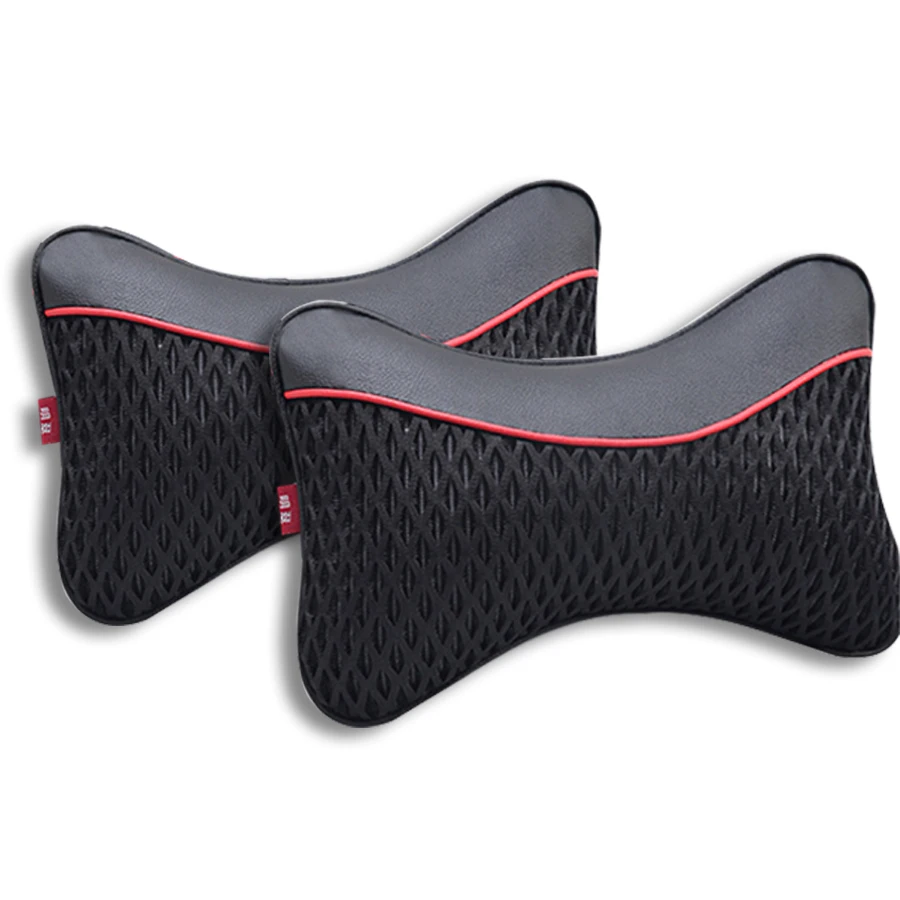 

1 Pair Car headrest neck leather pillow Ice silk cervical pillow car seat neck pillows cushion a of the four seasons