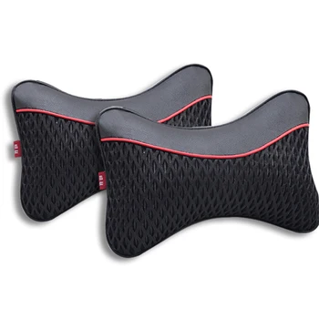 

1 Pair Car headrest neck leather pillow Ice silk cervical pillow car seat neck pillows cushion a of the four seasons