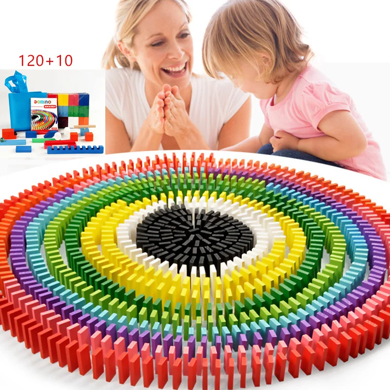 

Baby Kids Wooden Puzzle Building Blocks Dominos Set 120 Pcs Educational Montessori Natural Couleur Game for Children Color Toys