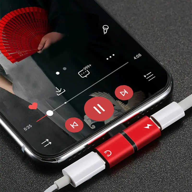 

Mobile phone charger 2 in 1 Splitter Adapter For iPhone 7 8 X Connector to 3.5mm Jack Audio dual earphone headphone splitter