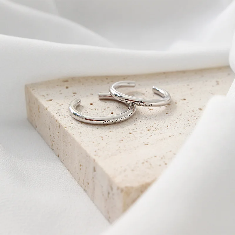 Минималистичные кольца с буквами из стерлингового серебра 925 пробы с Луной и солнцем для женщин, кольца, простое обручальное кольцо для женщин из серебра 925 ювелирные изделия