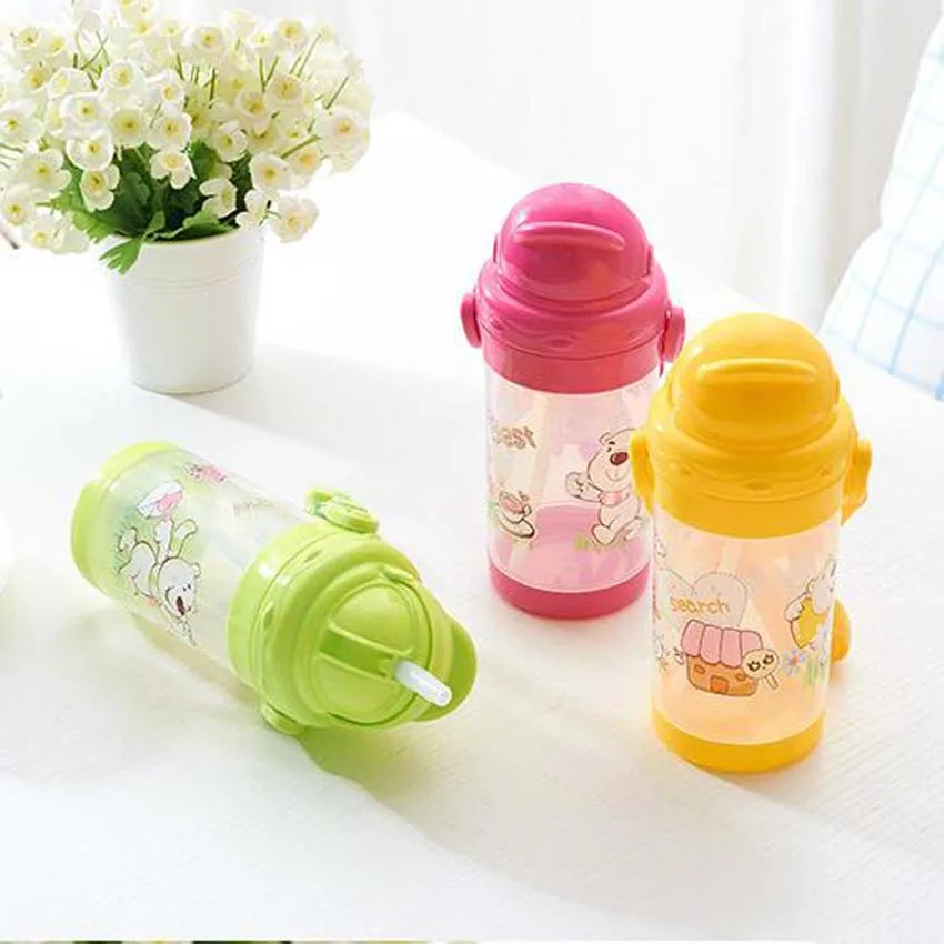 

330ML Kids Straw Cup with Sling Children Bottle Sippy Cups Children Learn Drinking Water Straw Training Cup Back School Gift