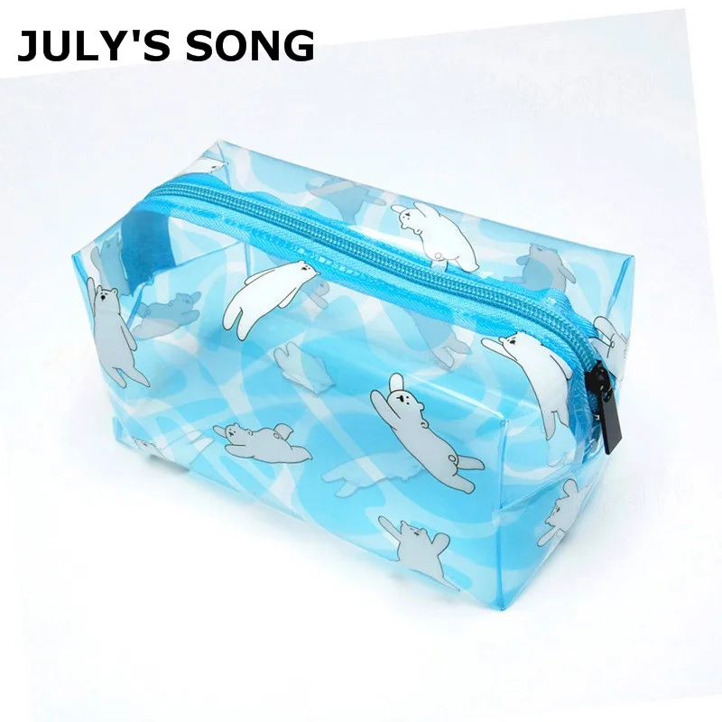 

2019 JULY'S SONG New Transparent PVC Cosmetic Bag Waterproof Storage Bag Japan Style Portable Cosmetic Pouch For Women