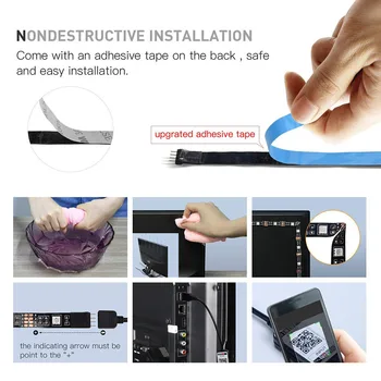 

TV Backlight Light Strip LED RGB Background Bluetooth Control Flexible Adhesive Tape MJJ88