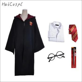 

Gryffindor Cosplay Costume Slytherin/Hufflepuff/Ravenclaw Outfit Robe Adult & Kids Cloak Party School Uniform Tie Magic Wand