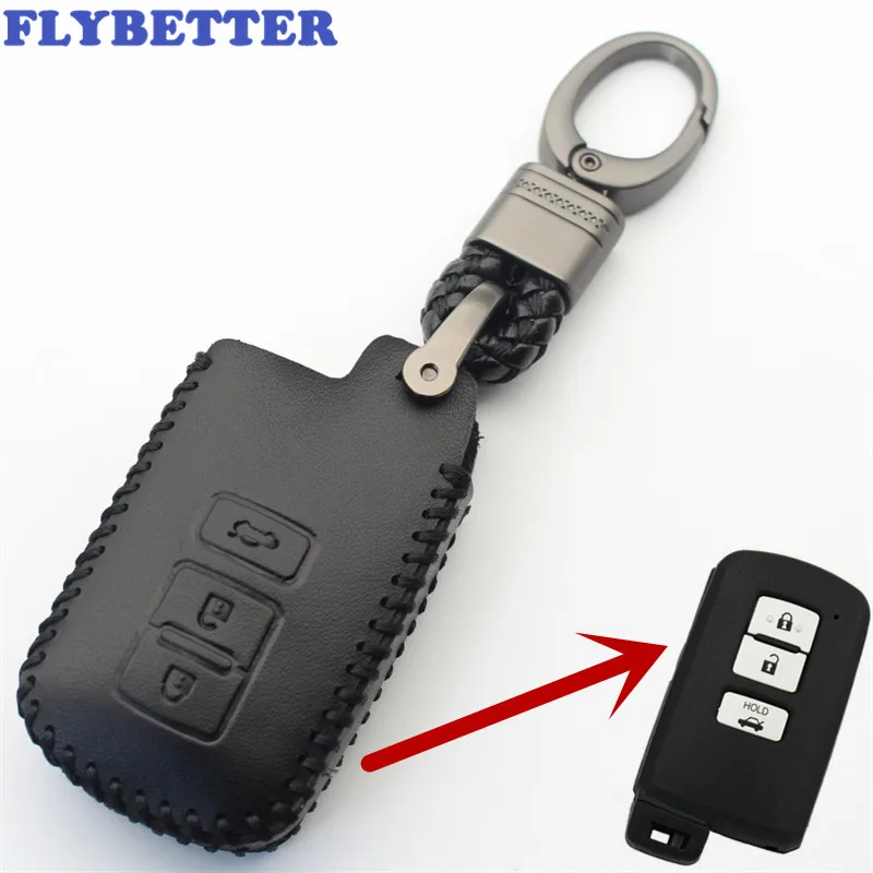 

FLYBETTER Genuine Leather KeyChain 3Button Smart Key Case Cover For Toyota 12Camry/Avalon/V50 Car Styling L324