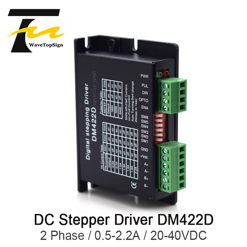 

Free shipping Wavetopsign 2Phase Stepper Motor Driver DM422D Input Voltage DC 20-40V Current 0.5-2.2A Match with the Motor 42