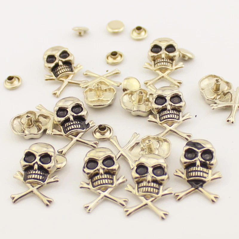 

10sets/lot 1.5*2.5cm Silver Skull Rivet with Black Eyes Punk Rock Spike Fashion DIY Skeleton Stud decorative Garment Rivets