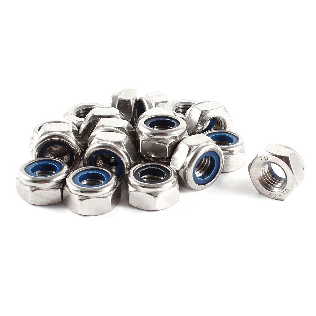 

CNIM Hot 20 Pcs 304HC A2 70 Stainless Steel Hex Nylock Lock Nut M10 10mm