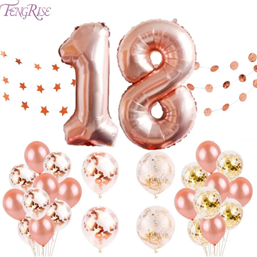 Fengrise 18 Happy Birthday Banner Rose Gold Balloons 18th Birthday Party Decorations Adult 18 Years Birthday Ballons Event Party Party Diy Decorations Aliexpress