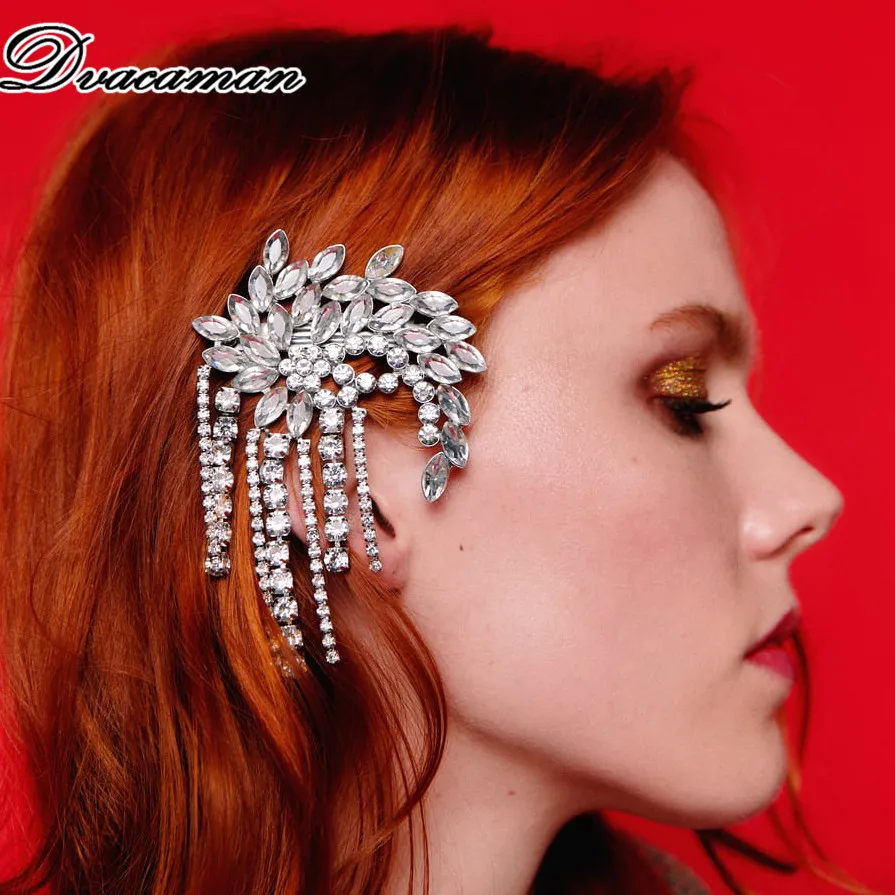 Dvacaman ZA модная заколка для волос с цветами и кисточками, заколки для волос, аксессуары для волос, заколки, роскошные заколки для волос со стразами и кристаллами