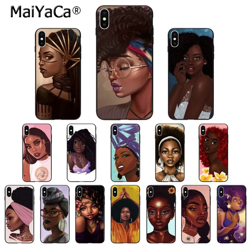 

MaiYaCa Fashion Black Girls Customer High Quality Phone Case for iPhone 5 5Sx 6 7 7plus 8 8Plus X XS MAX XR