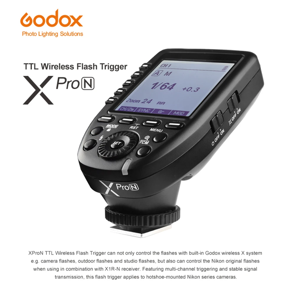 Pre-Sale New Arrival Godox i-TTL II 2.4G Wireless X system High-speed with Big LCD Screen Transmitter Xpro-N For Nikon (12)