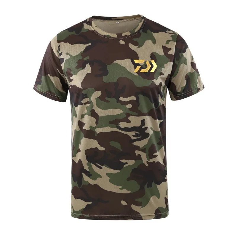 

Camouflage T Shirt Men Summer Quick Drying Short Sleeve Tee Tops Mens Outdoor Daiwa Fishing Clothes Combat Fitness T-Shirt