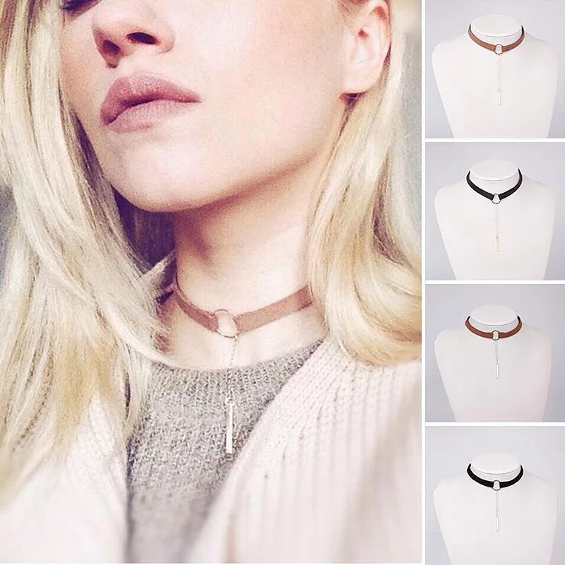 

Fashion Punk Gothic Velvet Chocker Necklaces Long Chain Strip Pendant Long Women Necklace Jewelry
