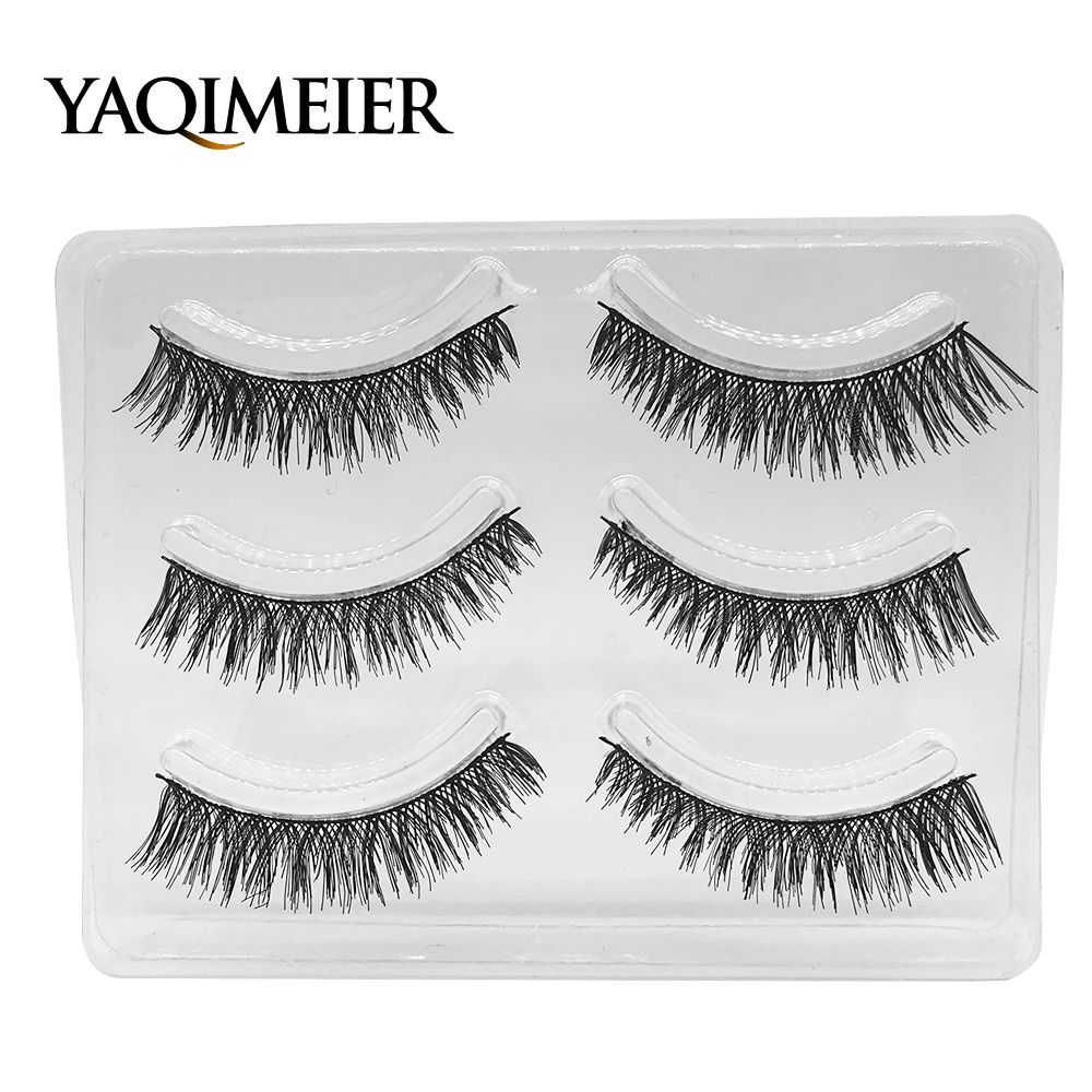 

YAQIMEIER 3 Pairs/Set Cross Thick Eyelashes Cheap Makeup Beauty 3D Faux Eyelashes Wholesale