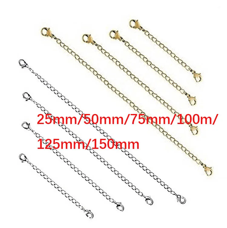 

5pcs Stainless Steel Extension Chain Lobster Clasp Fit Necklace Connector Chains for DIY Jewelry Making Findings Components B