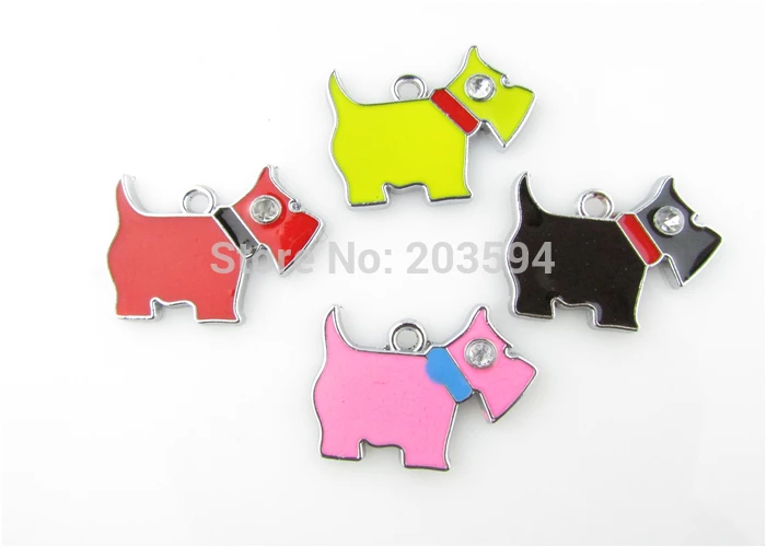 

AE74 100Pcs Mixed Enamel Alloy Dog Charms Pendants DIY Jewelry Findings Floating Charm 29x22mm