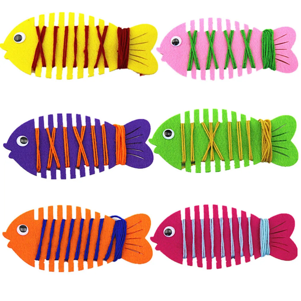 

Random Color Baby Kids Learning Toys Cartoon Fish Patience Thinking Hand Coordination Trainer String Line Around Fish