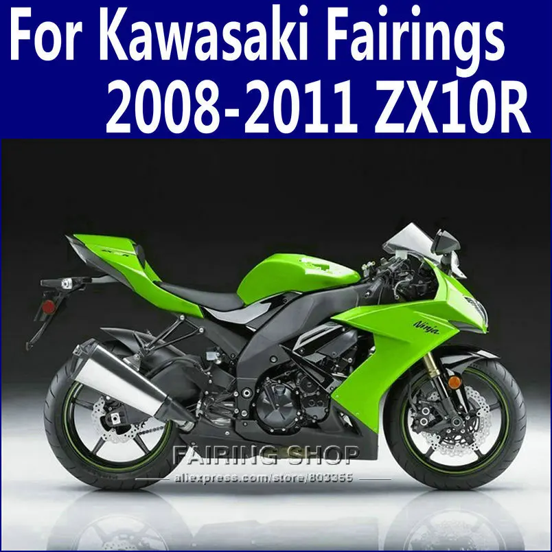 

EMS free Fairings For Kawasaki Ninja ZX10R 2011 2010 2009 2008 08 09 10 11 High quality Fairing kit Gloss green n48