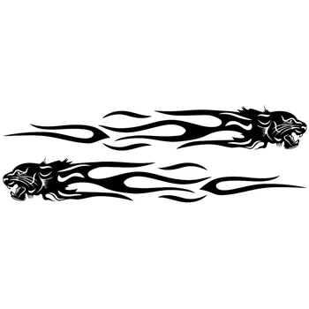 

Car Sticker Body Cheetah Head Totem Sticker Flame Graphic Applique Car Styling
