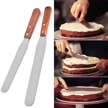 10/12 дюймов лопаточка из нержавеющей стали для обжига торта тесто для шпатель для масла для торта Гладкая деревянная ручные кухонные инструменты