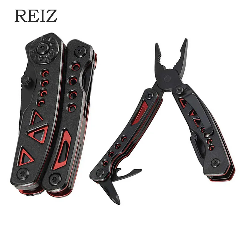 

REIZ Camping Outdoor Tools Multitool Folding Pocket EDC Keychain Hiking Camping Tool Screwdriver Kit Bits Knife Bottle Opener